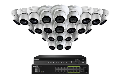 Lorex 4K (32 Camera Capable) 6TB Wired NVR System with Nocturnal 3 Smart IP Turret Cameras Featuring Listen-In Audio and 30FPS Recording