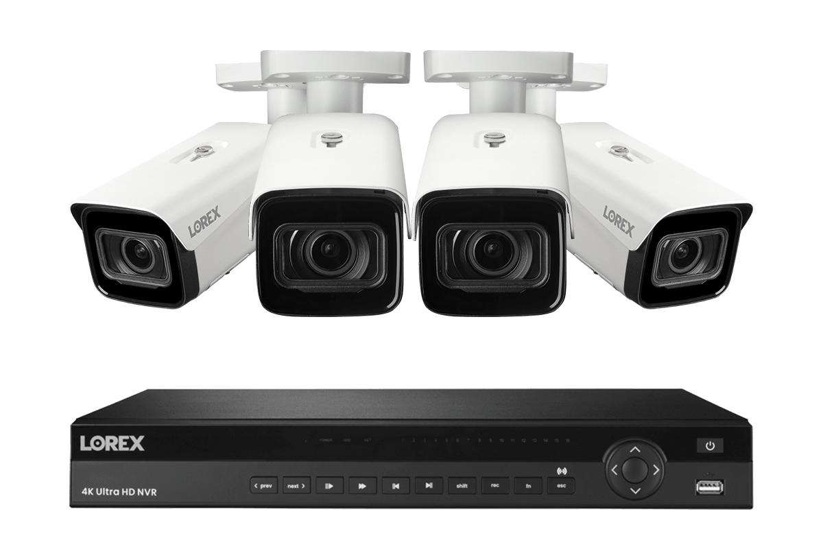 Lorex 4K (16 Camera Capable) 6TB Wired NVR System with Nocturnal 3 Smart IP Bullet Cameras with Motorized Varifocal Lens
