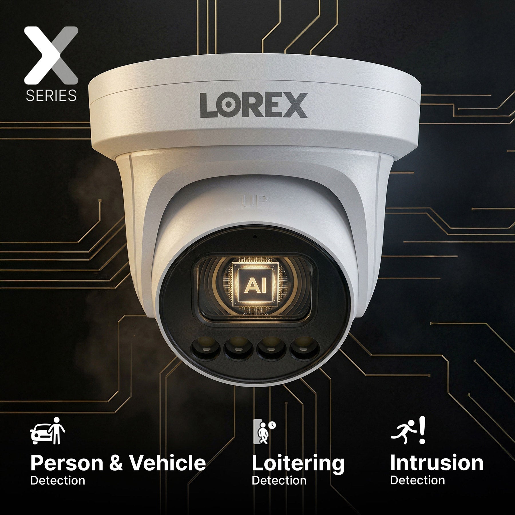 Lorex Connect X3 4K Motorized Varifocal PoE Turret Camera with Active Deterrence - Black/White