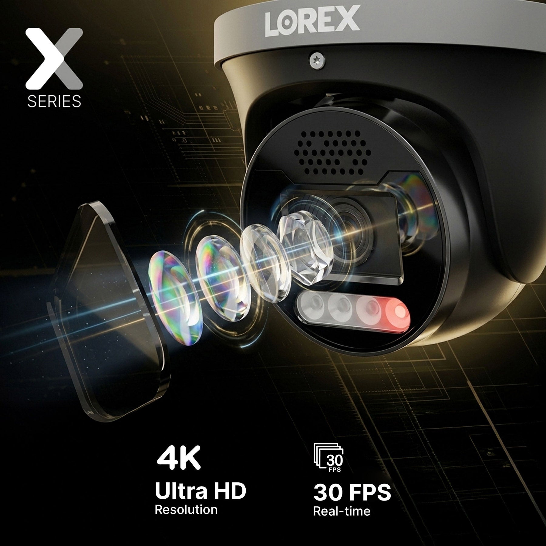 Lorex Connect X5 4K PoE Turret Camera with AI Color Night Vision - White/Black