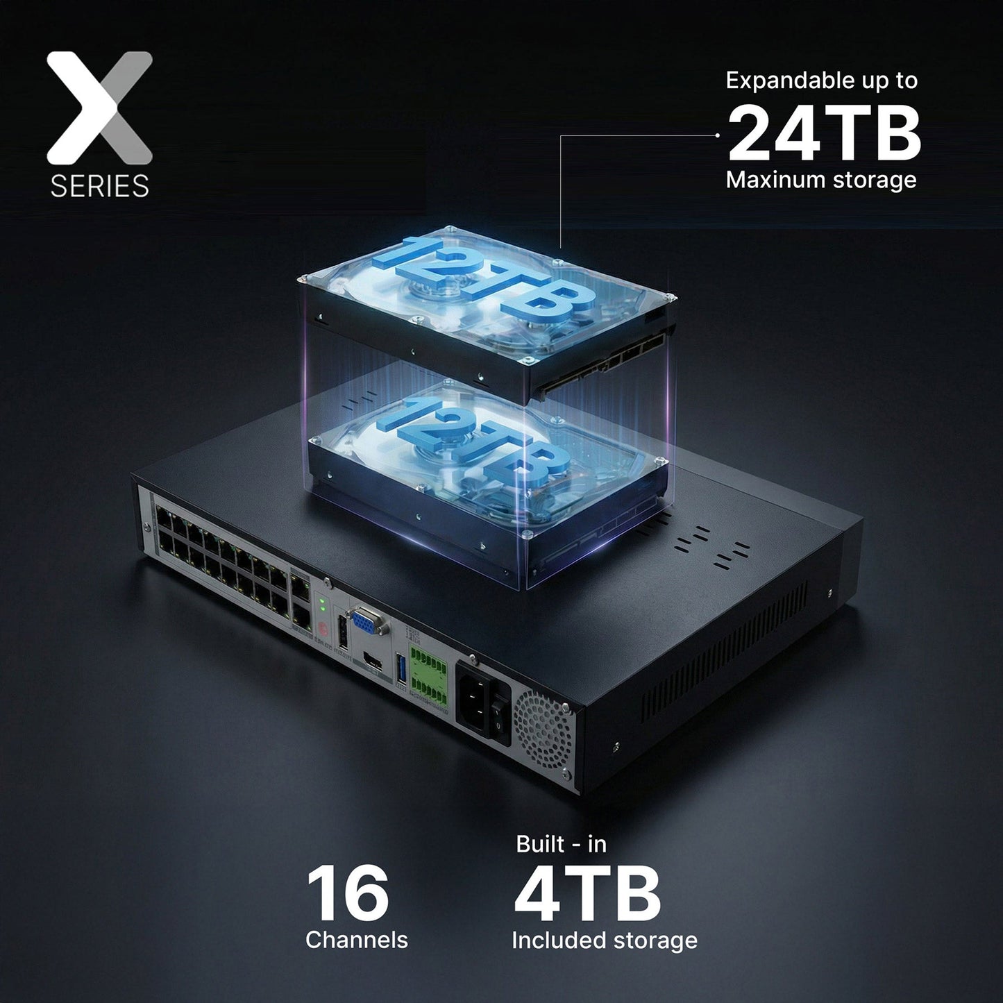 Lorex Connect X Series 4K 16-Channel Wired NVR System with X5 Turret Security Cameras - 4TB