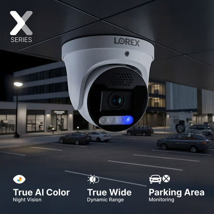 Lorex Connect X5 4K PoE Turret Camera with AI Color Night Vision - White/Black